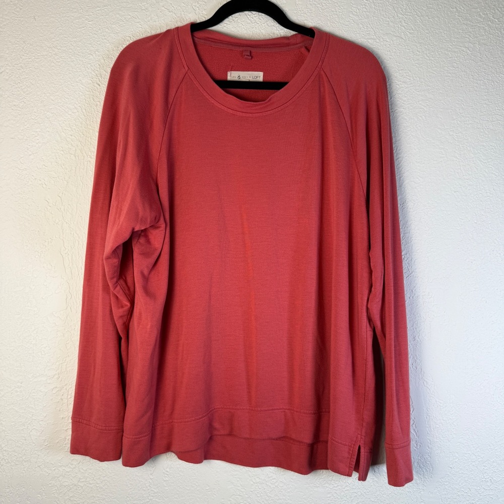 Lou & Grey Women's L Terracotta Coral Raglan Sleeve Sweatshirt Pullover